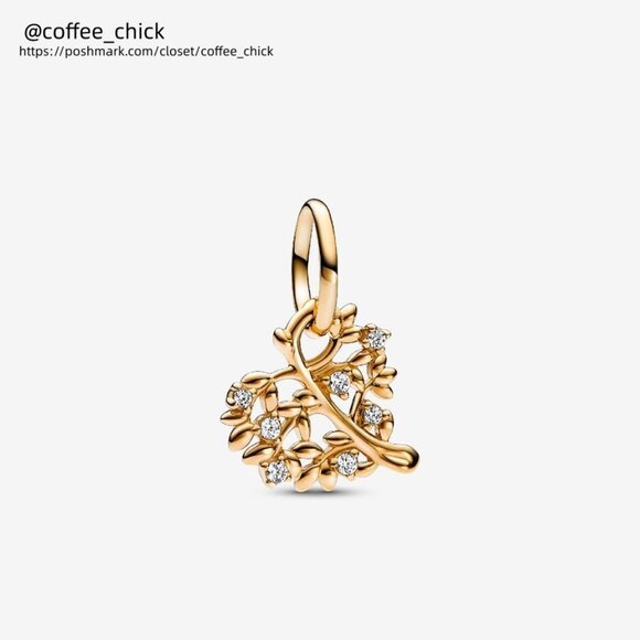 Pandora Sparkling Heart & Family Tree Dangle Charm|Gold - Picture 1 of 2